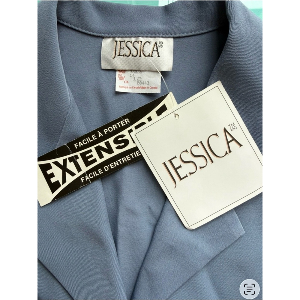 Jessica Soft Blue Tailored BlazerJacket Size 12 Vintage 90s Office Minimalist - Picture 5 of 14